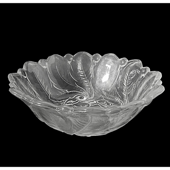 Frosted Glass Fruit Bowl Master Berry from Indiana Glass Wild Rose Pattern - Picture 4 of 7